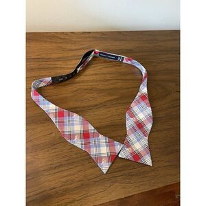 Tommy Hilfiger Bowtie Plaid Red Blue Lobster Embroidered Self-Tie Classic Preppy